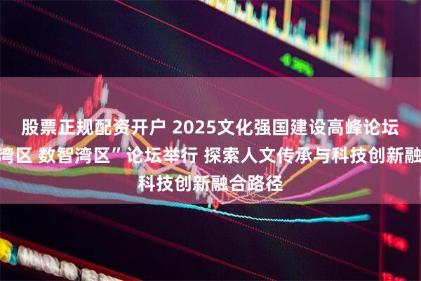 股票正规配资开户 2025文化强国建设高峰论坛“人文湾区 数智湾区”论坛举行 探索人文传承与科技创新融合路径